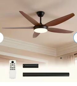 56 Inch Modern DC Ceiling Fan with Light Remote Control Quiet 30dB Reversible Motor 6-Speed