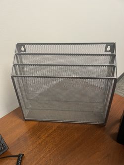 Silver Mesh 3-Tier File Organizer / Wall Mount or Desktop