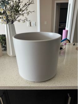 13” White Ceramic Planter – Modern Matte Finish