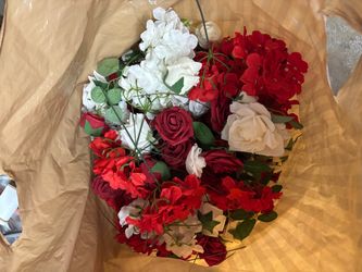 Red and White Artificial Flowers