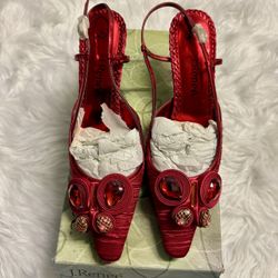 Womens chili pepper red salsa dancing dress shoes-muy calienté!-kitten heel pointed toe by J. Renee