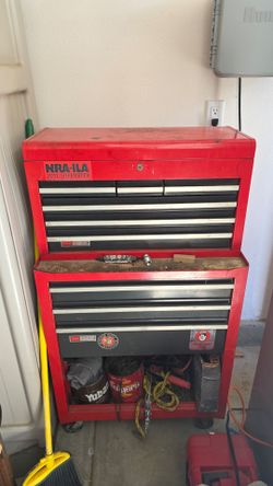 Vintage Craftsman rolling toolbox and tools