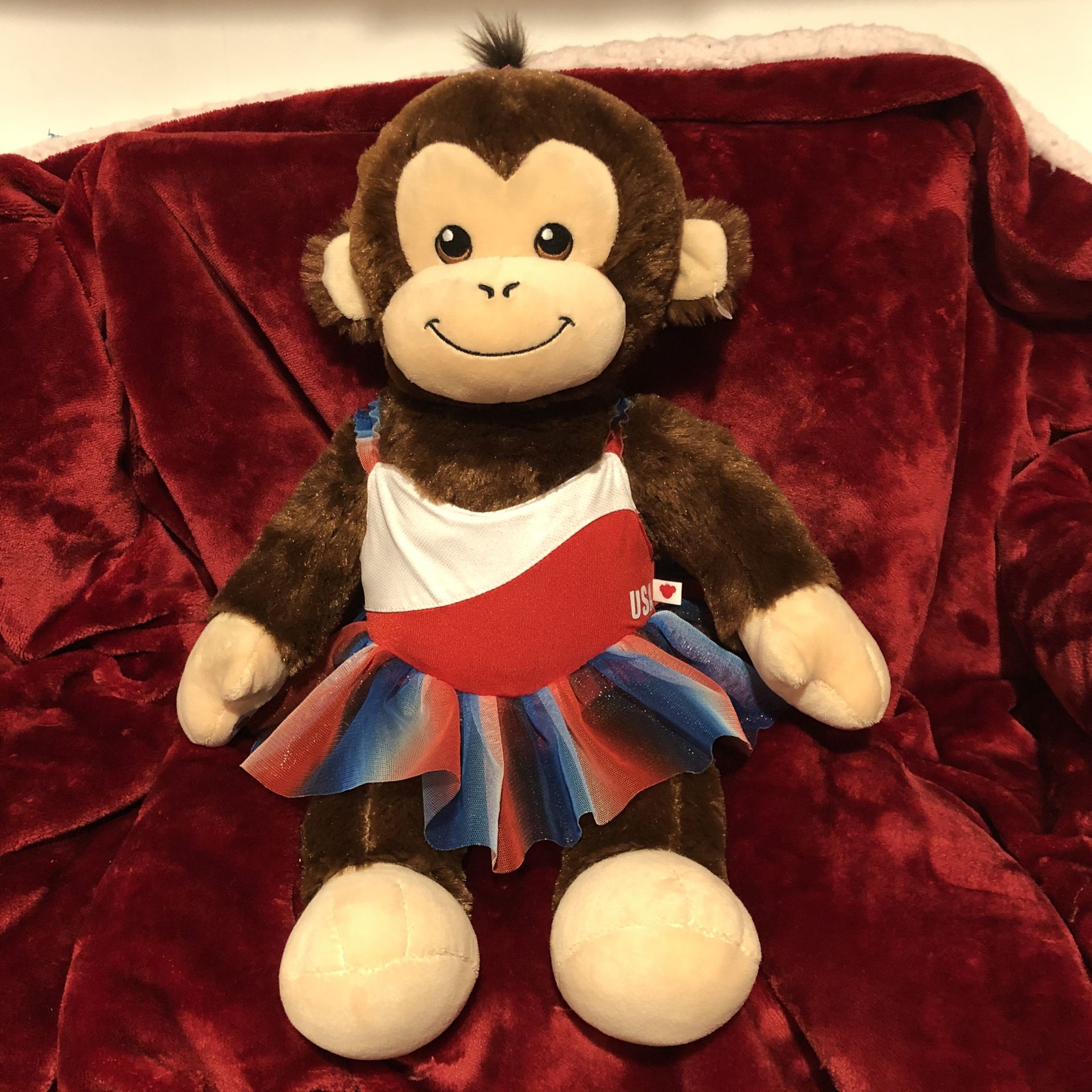 18” Build a Bear Monkey with USA leotard dress ! Teddy Bear monkey plush doll stuffed animal plushie toy sale! Free gift with purchase!