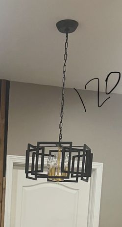 Black and Gold Geometric Pendant Chandelier