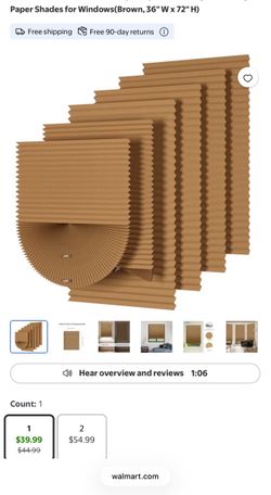 Brown Paper Window Shades 36" x 72" No Drill