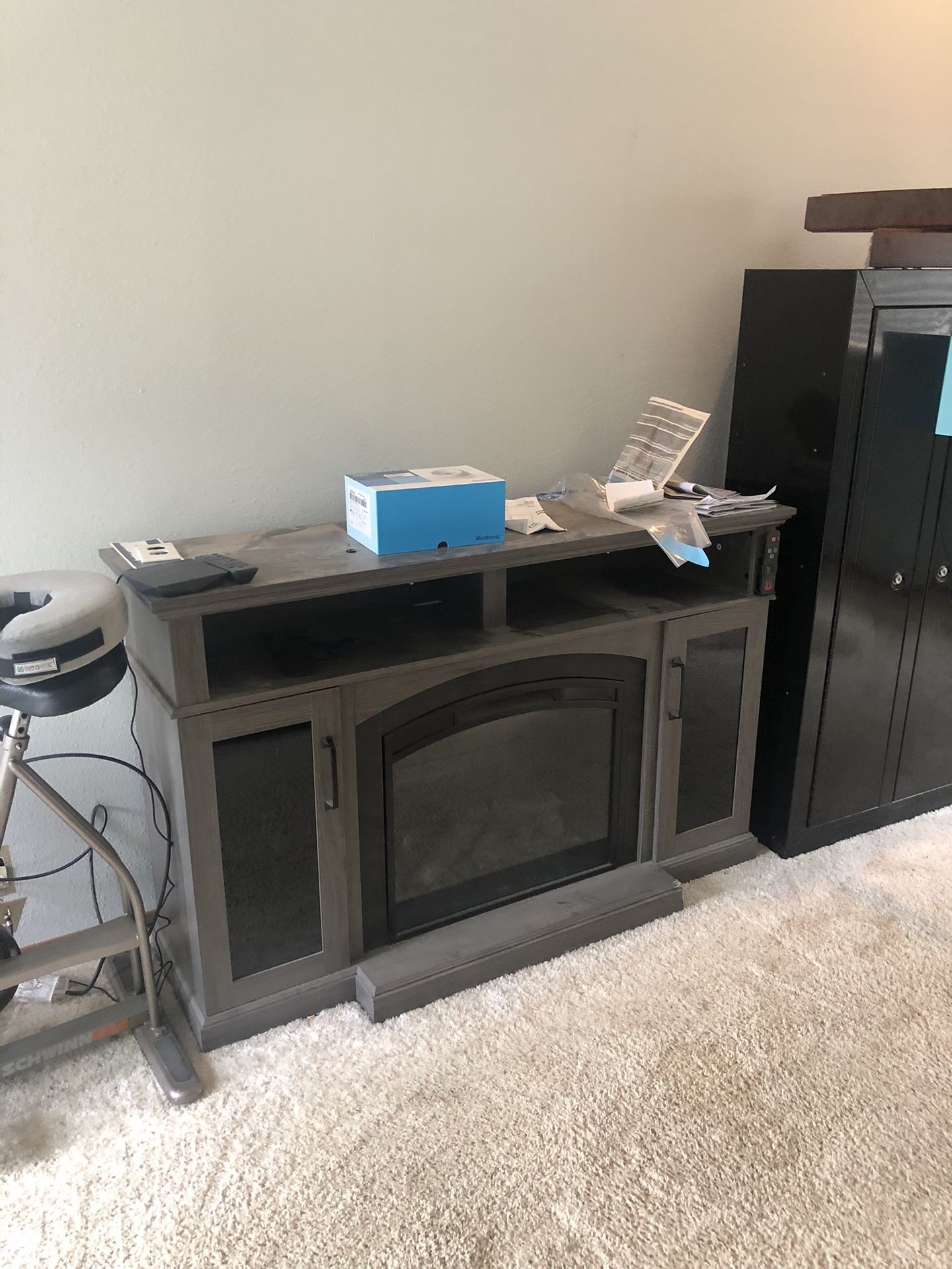 Electric Fireplace 16” Deep. 56” Wide. 35” Tall
