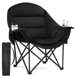 Brand new plush oversized black camping chairs