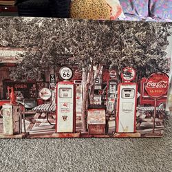Vintage gas station cavas 2ftx3ft