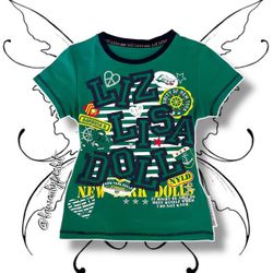 Vintage Y2K Liz Lisa Doll Baby Tee (Green/Multicolor)