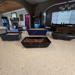Vintage Blue Ceramic Bonsai Planters (4 Total) – Made in Japan – $20 Each