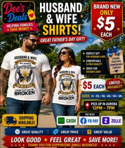 Husband and Wife matching shirts all sizes $5 each