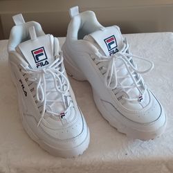 Fila Men's Disruptor II Premium Shoes White/Navy/Red FWO1655-111~Mens 10 1/2 NWD