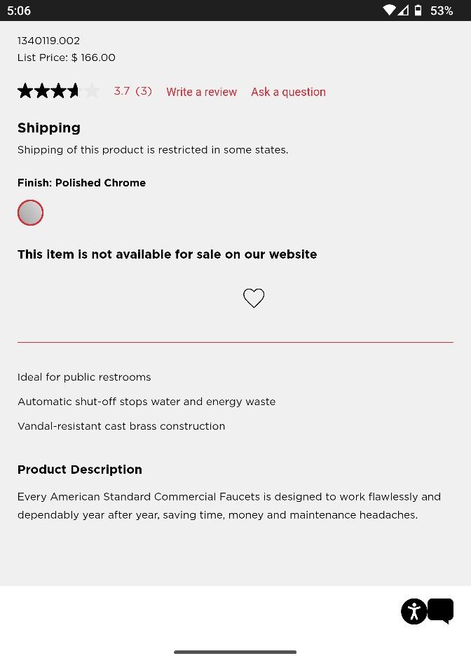 bathroom single faucet brand new in box