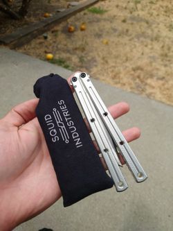 Squid Industries Kraken Raken (Silver) butterfly knife balisong