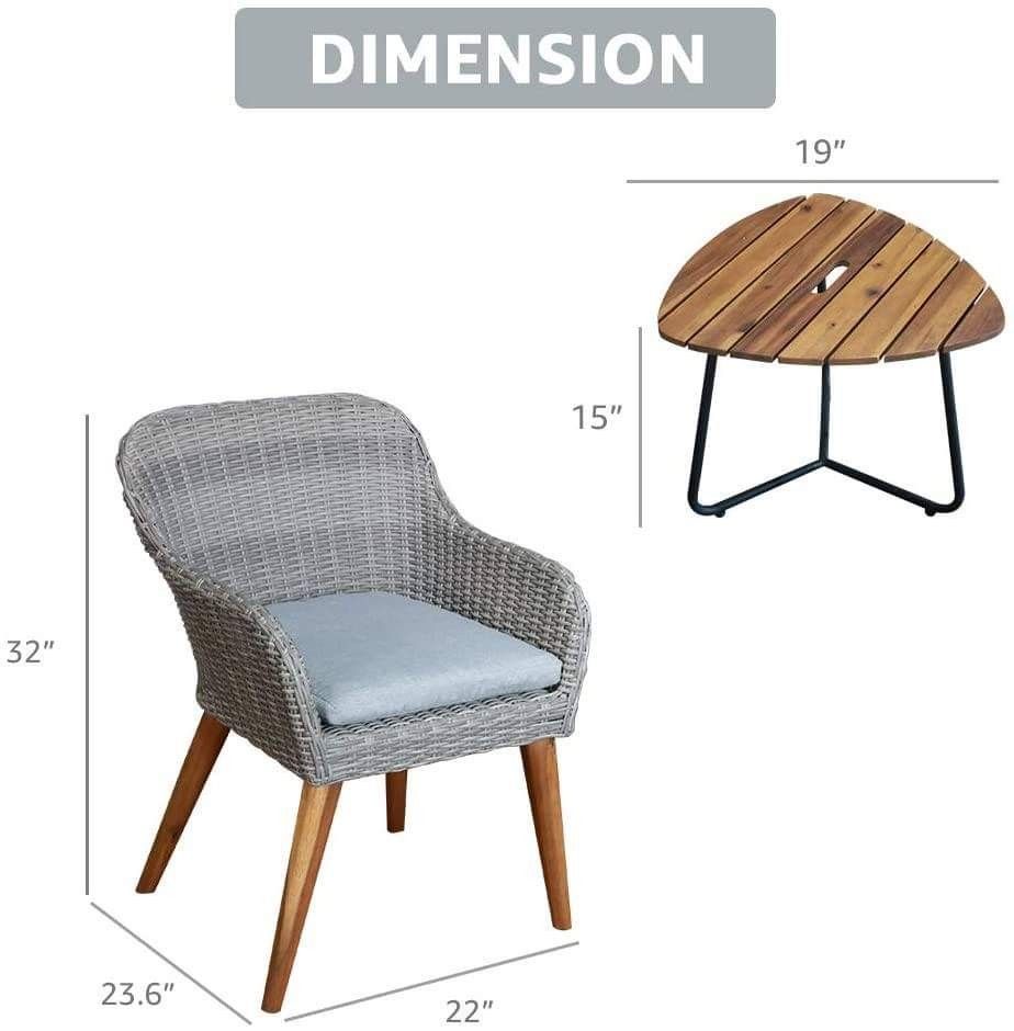 🔥BRAND NEW Gray Wicker with Wood Leg