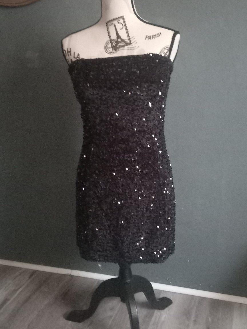Kara Sequin Mini Dress - Black