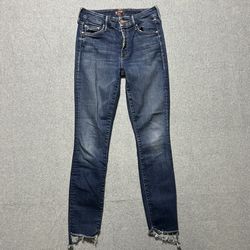 MOTHER The Looker Two Step Ankle Fray Jeans Skunk At The Tea Party Wash Size 24