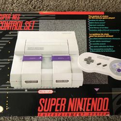 Super Nintendo SNES Control Set Console Bundle *COMPLETE IN BOX 