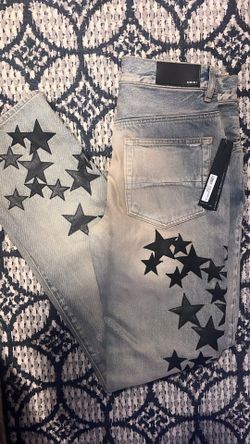 AMIRI Leather Star Straight Jeans