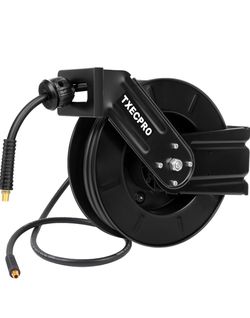 Retractable Air Hose Reel, 3/8 IN × 50 FT Hybrid Air Hose Max 300 PSI, Air compressor hose reel with 5 ft Lead in, Ceiling/Wall Mounted air hose reel,