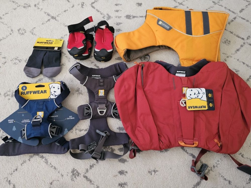 Ruffwear Lot Float Coat Front Range Boots Socks Harness Day Pack