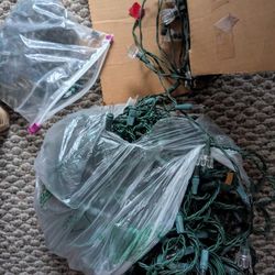 Free 3 Sets Xmas Outdoor Lights String READ AD - Not Working But With Extra Bulbs - You Fix Find Bad Ones 