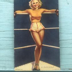 Rare Vintage/Antique Risqué Pin Up Girl 1940s Card/Postcard GC 3.5 x 5.5