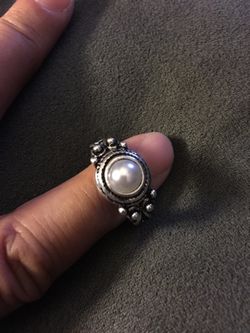 Sterling Silver plated Simulated Pearl Ring.