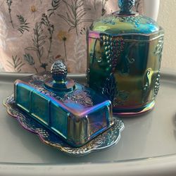 Vintage Indiana Carnival Glass Butter Dish