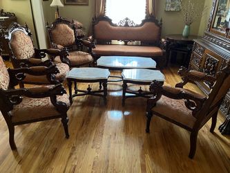 Antique 1 Sofa and 4 Armchairs  3 coffee tables set