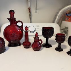 1876 Avon, Cape Cod, Ruby, Red Glassware And Miscellaneous Pieces