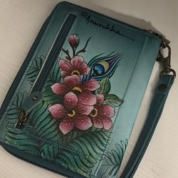 Anuschka leather peacock wallet