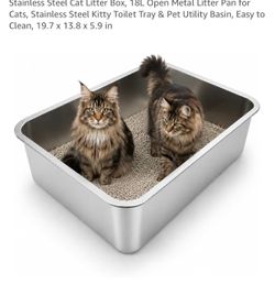 Stainless Steel Open Cat Litter Box 18L