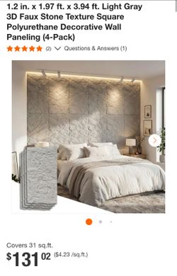 Light Gray 3D Faux Stone Wall Panels 4-Pack