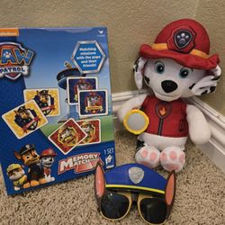 Marshall Paw Patrol With Light , Chase Sunglasses, Memory Match Cards Board Game