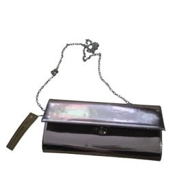 La Regale pink metallic evening bag/clutch with silver strap. NWT.