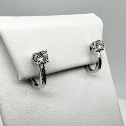 Ladies 1/3TCW Diamond 10k White Gold Stud Hoop Earring 11045646