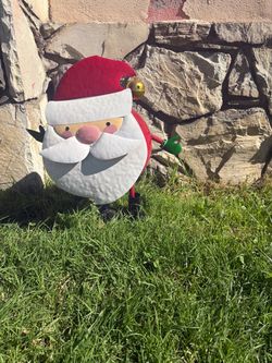 Metal Santa Claus Outdoor Yard Stake Decoration