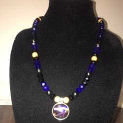 RoyalBlue And Black Eye Of Heru Medallion