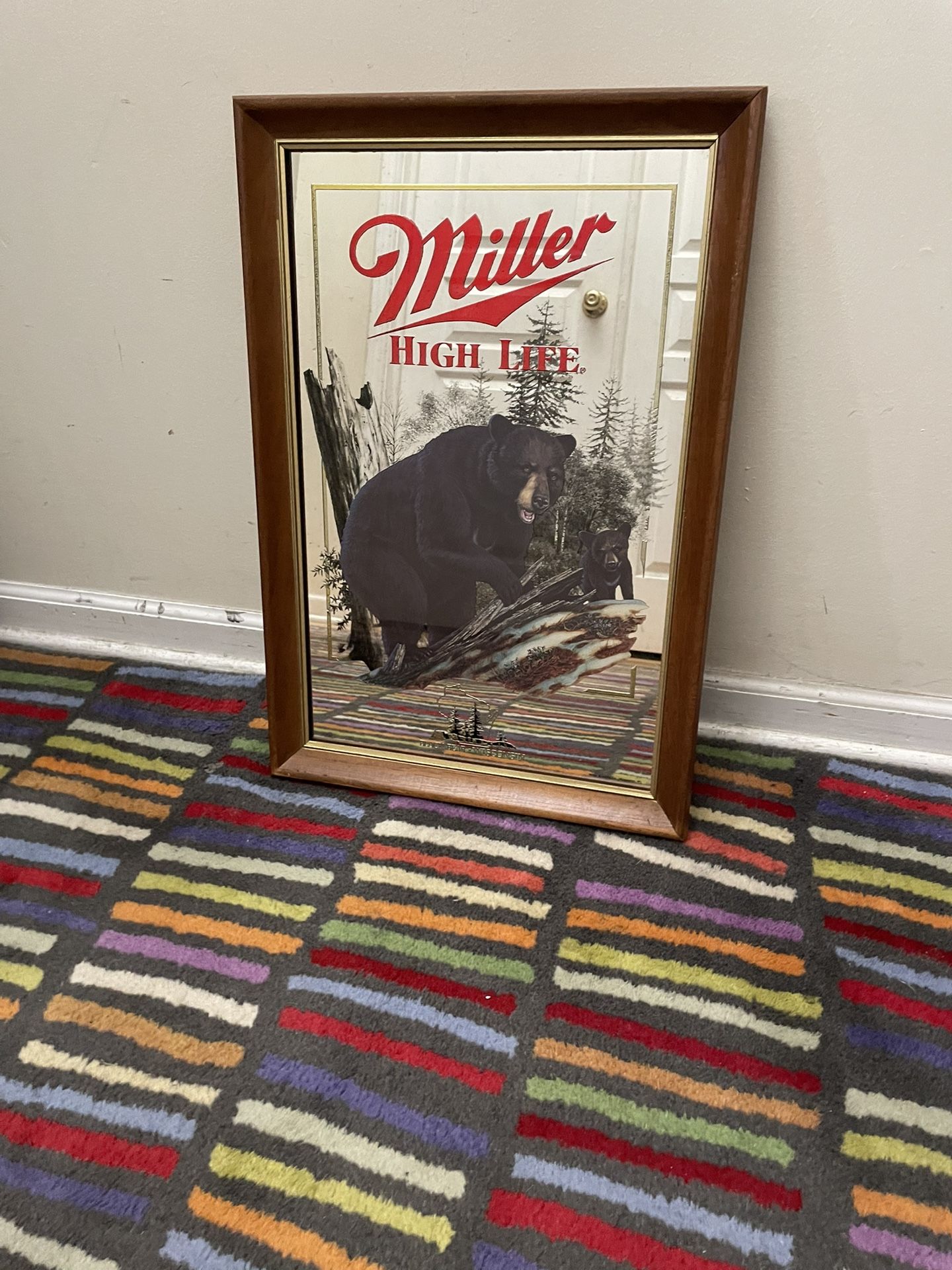 Vintage Miller High Life Wildlife Series -Black Bear Beer Sign