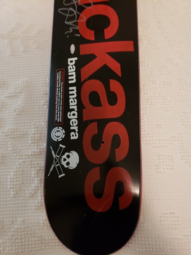 Jackass Bam Margera Element skateboard deck signed