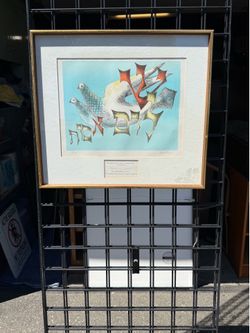 Framed Jewish art by artist Chaim Gross