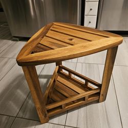 Triangular Wood Bench (Spa) Seat. Clean. Used For Dry Towels