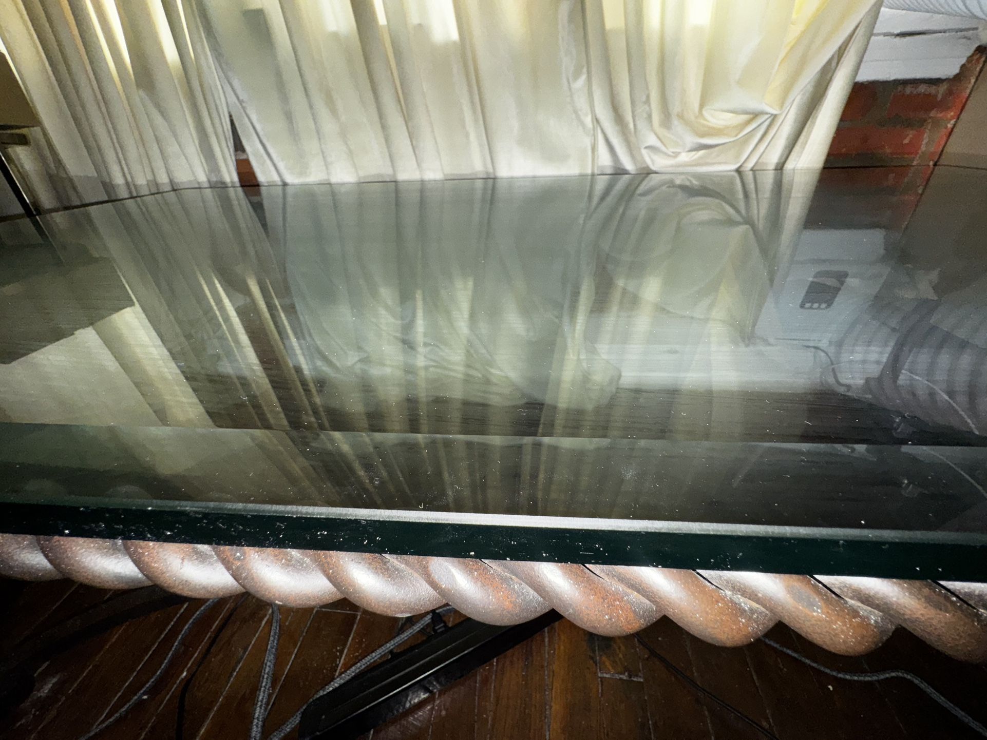 Real Iron Thick Glass Table - Coffee Book Table.