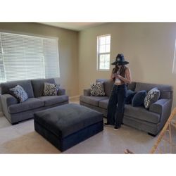 Sleeper Sofa With Loveseat, Custom Swivel Chair And Ottoman