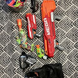 Assortment of Nerf guns and gear/ammo