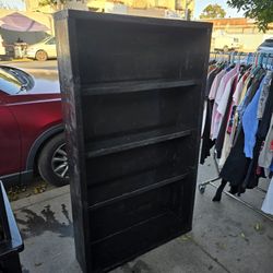 4 Tier All Black Wooden Bookcase Storage Shelf