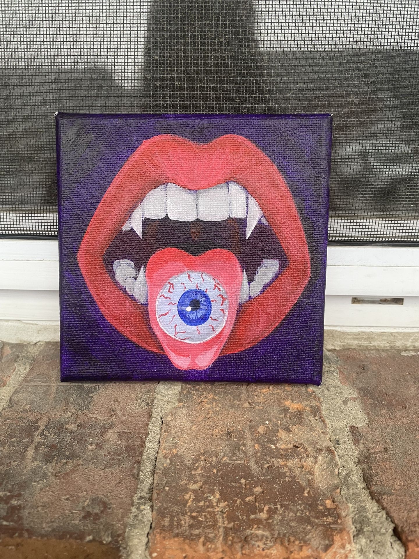 5x5 Vampire Mouth Acrylic Painting