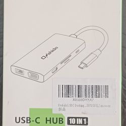  O Shida  10-in-1 USB-C Hub to HDMI +RJ45+VGA USB3. 0x3+SD/TF Card Reader+Audio 
