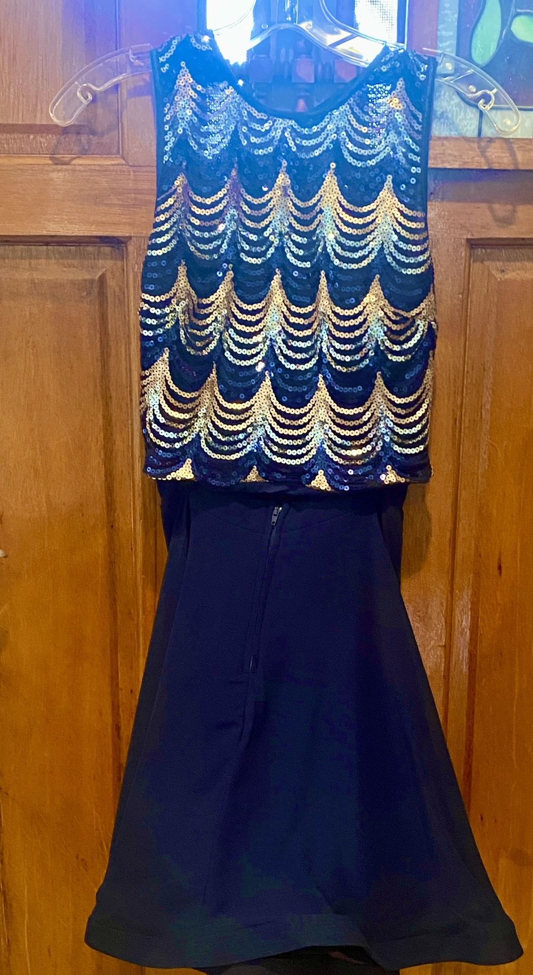 Two Piece Navy, Gold, And Silver Gatsby Dress